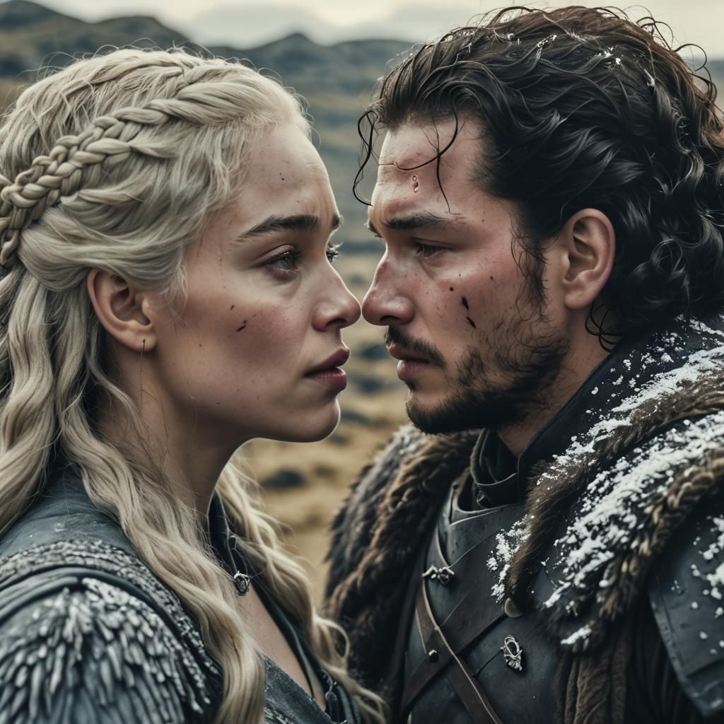 Dramatic Film Still of Lovers' Embrace