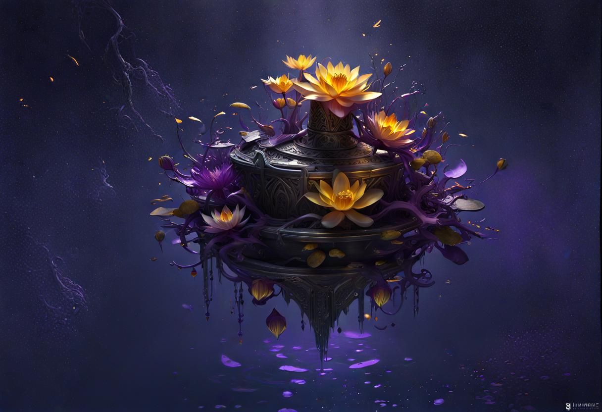 Ethereal Black Lotus in Silver Abyss