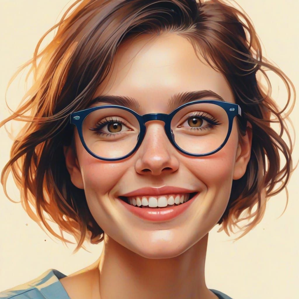 Joyful Portrait in Whimsical Digital Style