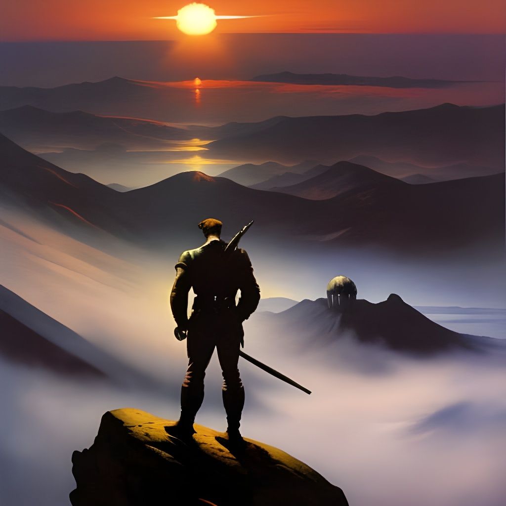 Epic Wanderer Above a Misty Abyss in Fantasy Art Style