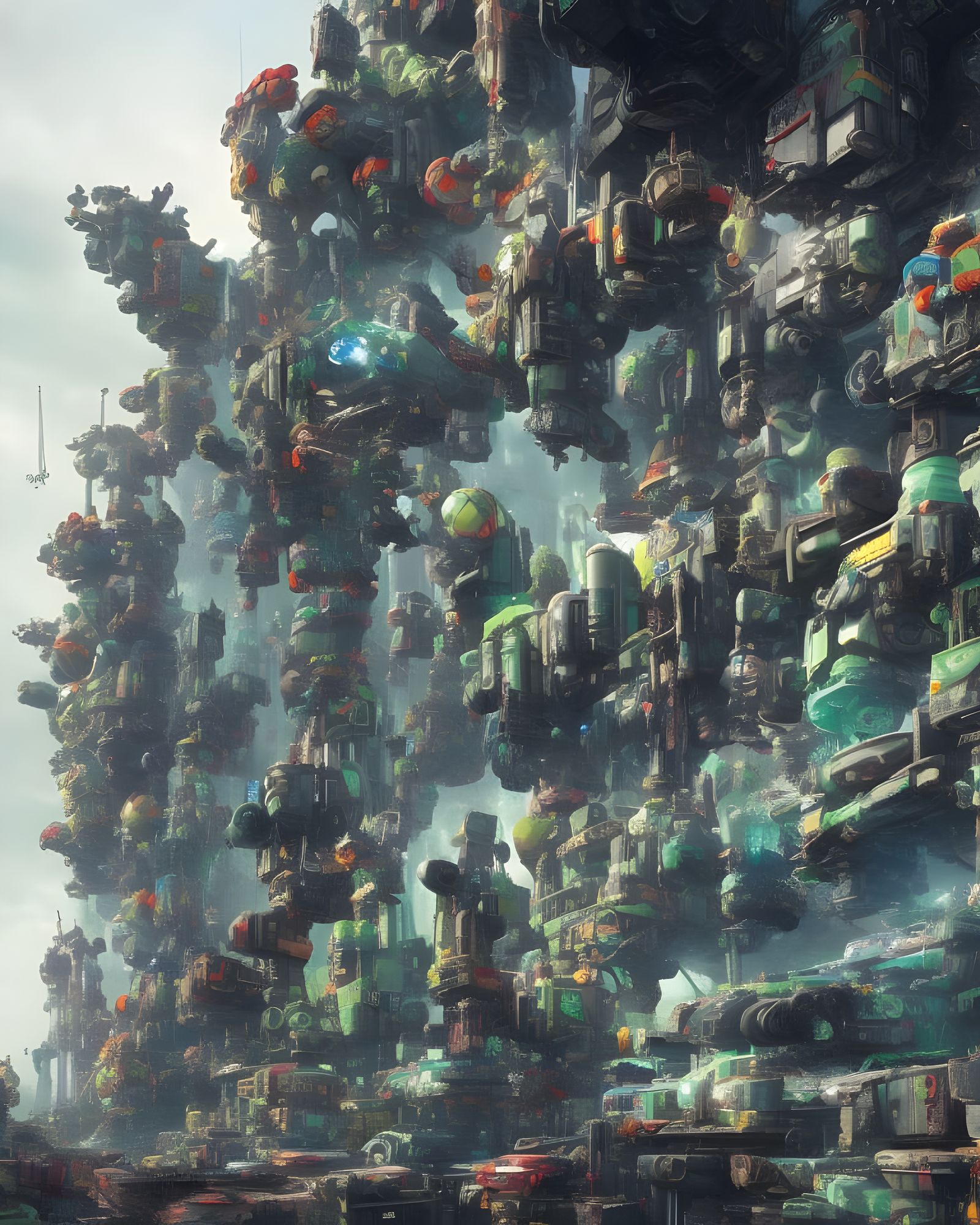 Abstract maximalist dystopian sci-fi comic art 08apr23