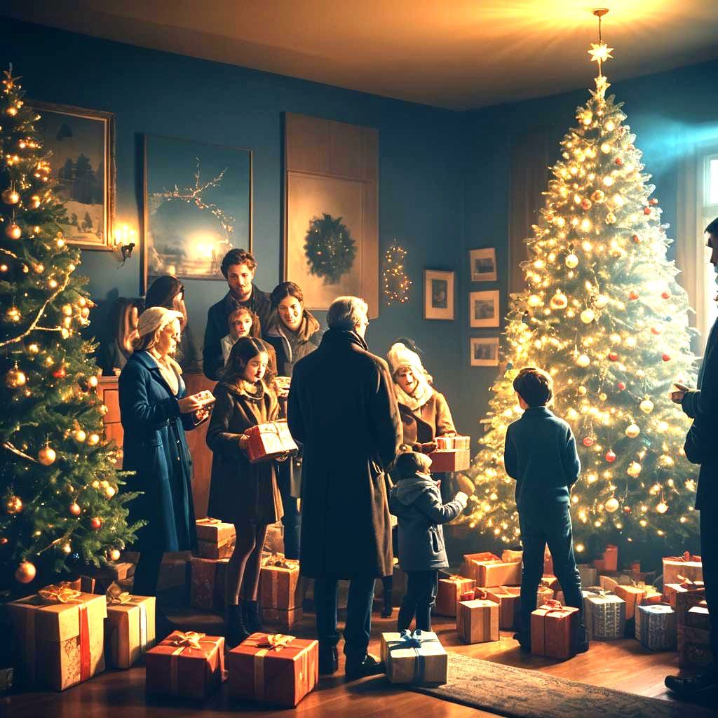 Cinematic Christmas Greeting with Film Effects