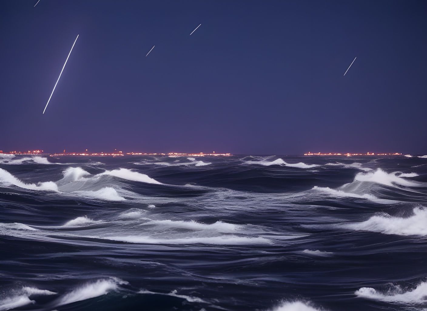 Luminous Whales Under a Starry Night Sky