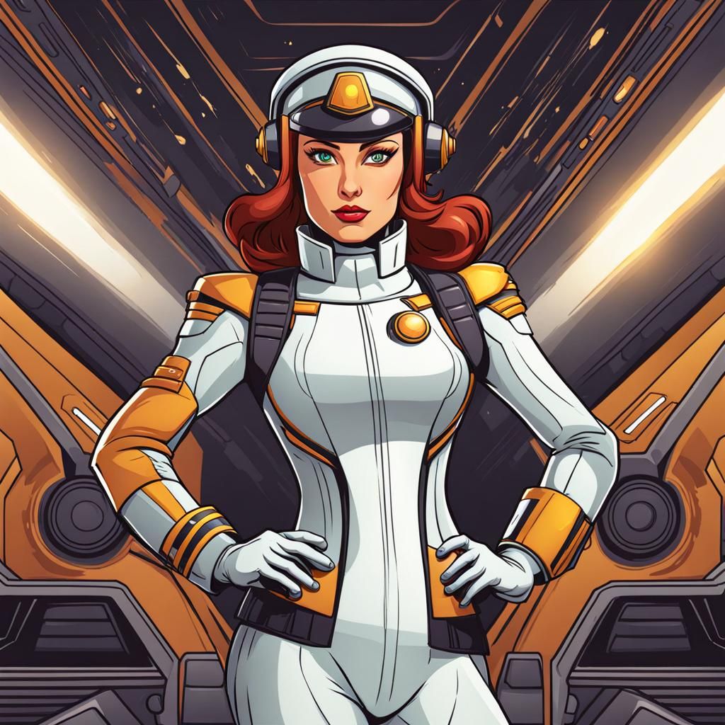 Cartoon Style Sci-Fi Female Captain
