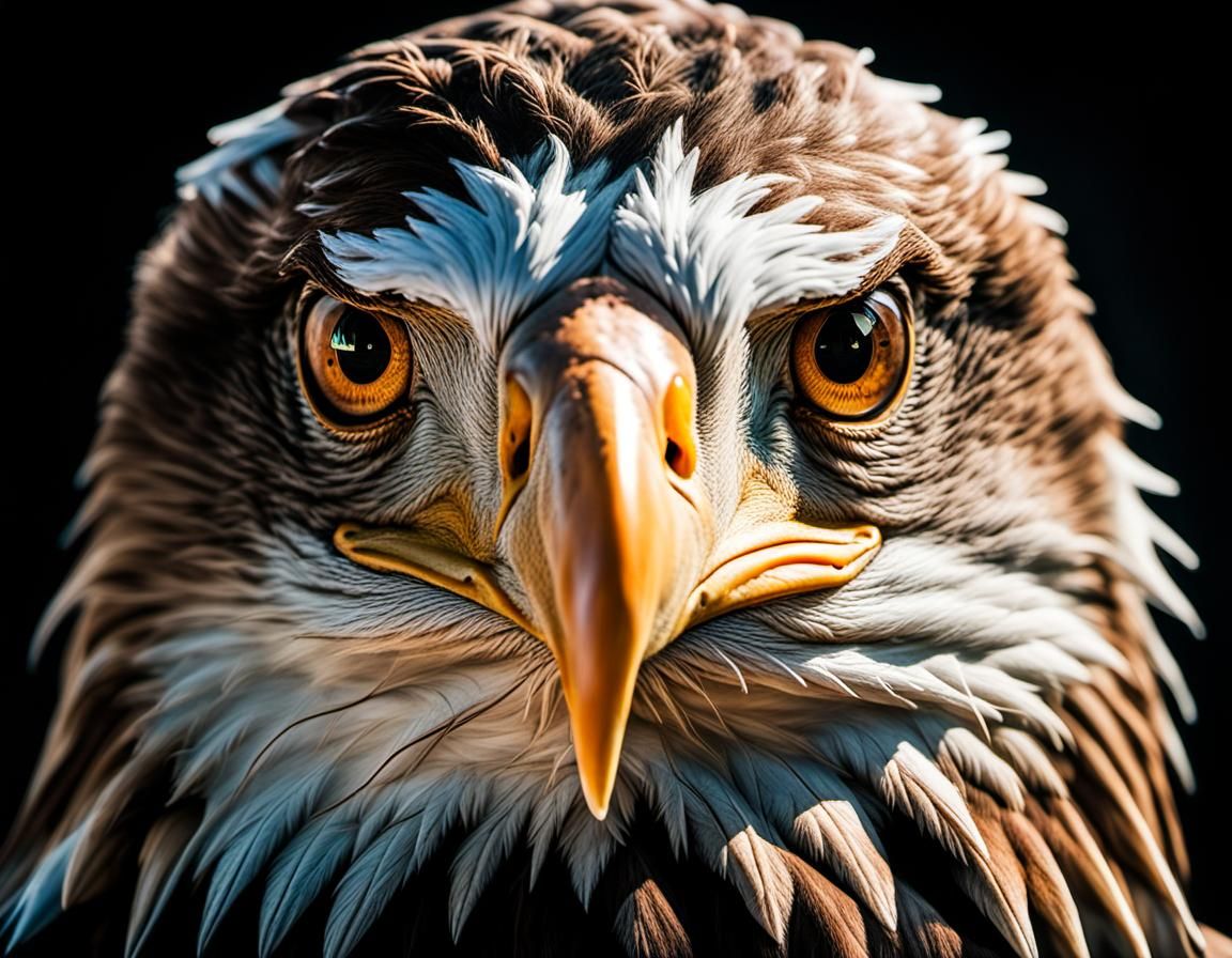 Hyperrealistic Eagle Head Close-Up Portrait