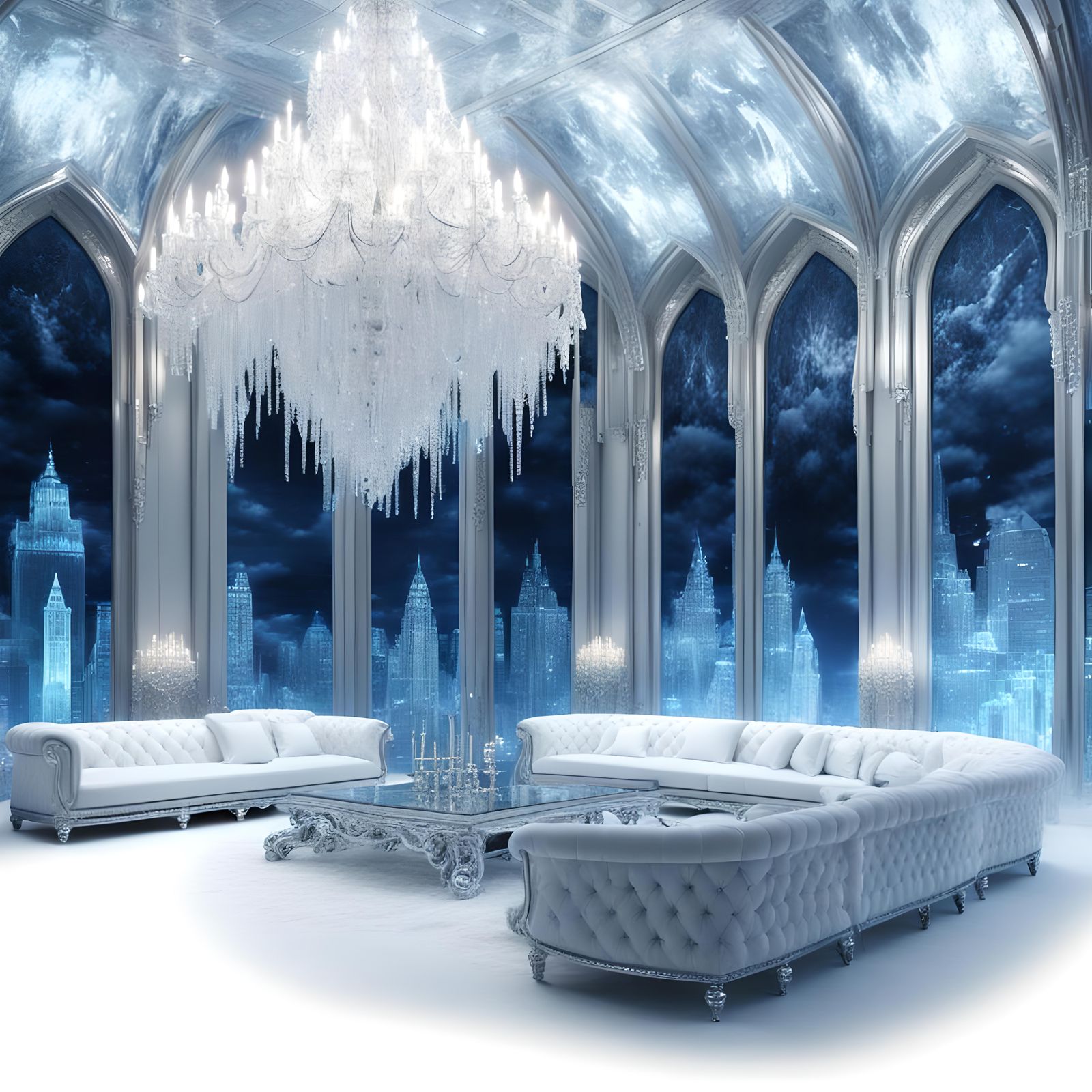 Ice penthouse with ethereal ice walls& ethereal Ice ceiling&...