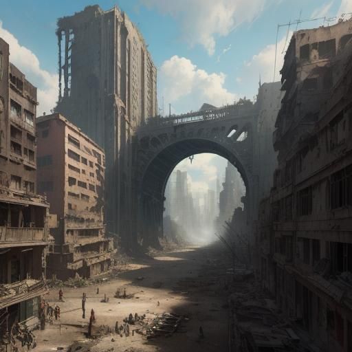 Decayed City: Double Exposure Cinematic Watercolor