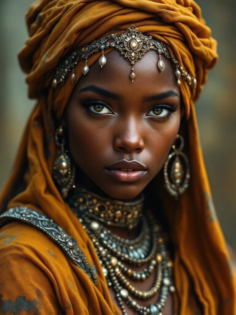 Majestic Queen in Golden Ochre Headwrap