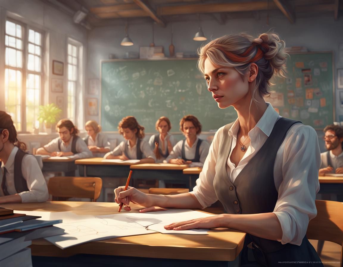 Design Engineering Teacher Portrait in Hyperdetailed Style