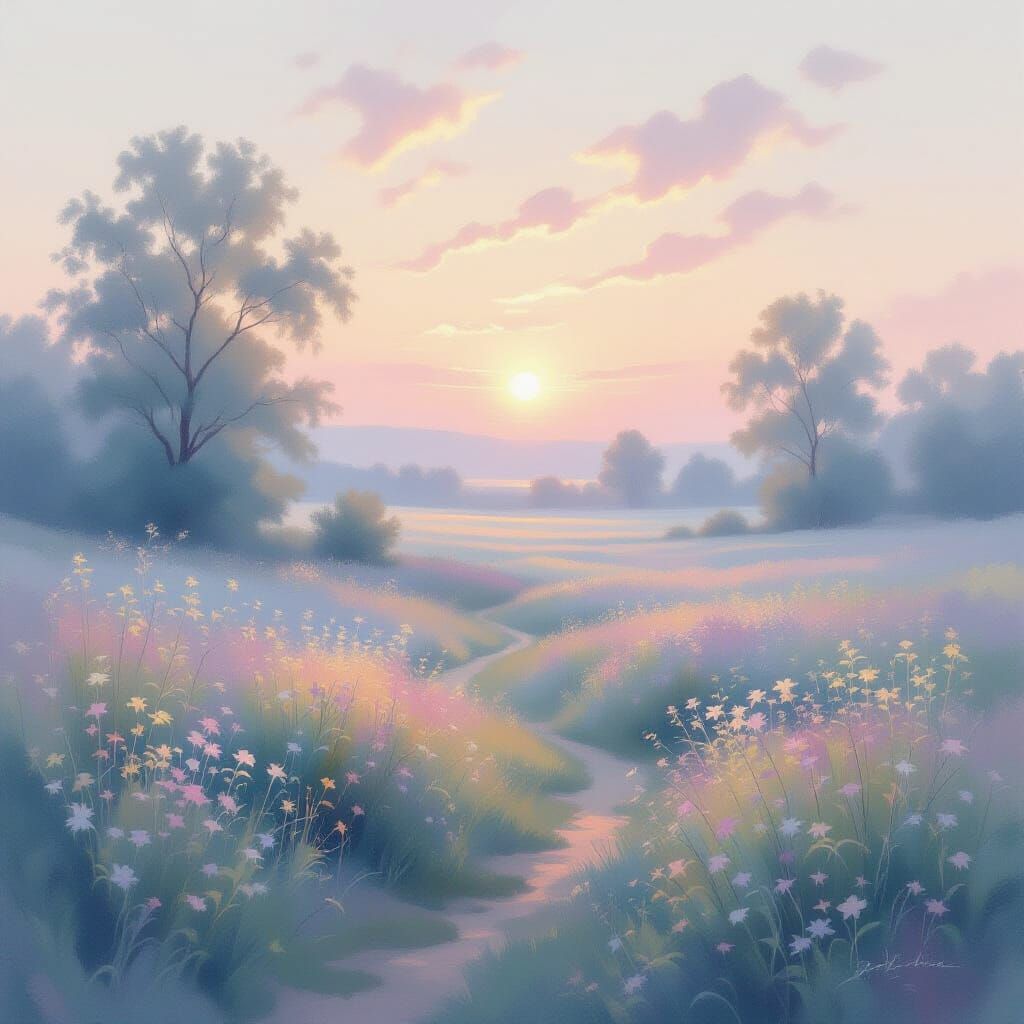 Ethereal Landscape in Dreamy Pastel Blur