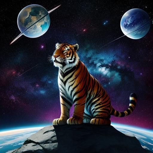 Cosmic Tiger Roaming Through Space Nebula