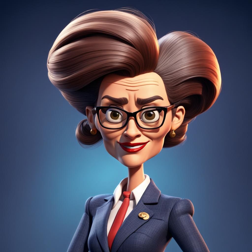 Pixar caricature of a female TV news anchor journalist with ...