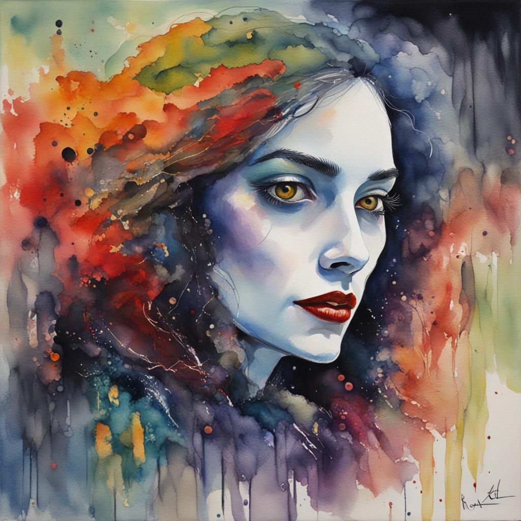 Attractive Vampire Lady in Jazz Fusion Style