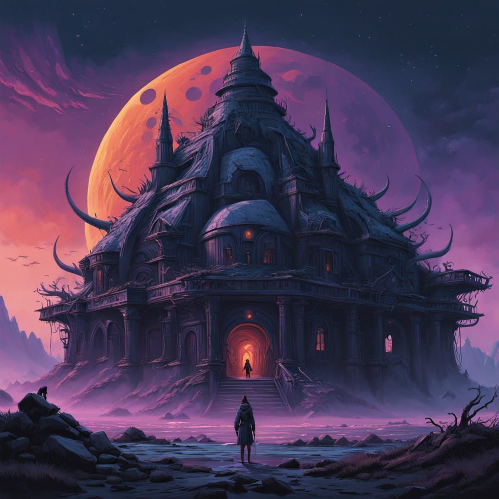 Ethereal Elf Witch with Celestial Markings and Demon Horns