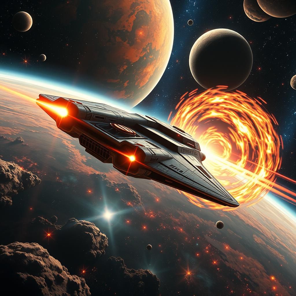 Spaceship Hyper Jump in Art Nouveau Style