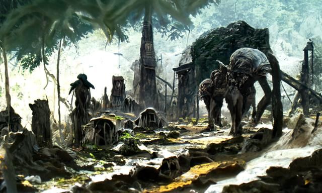 Abandoned Jungle Mining Town in Horror Style