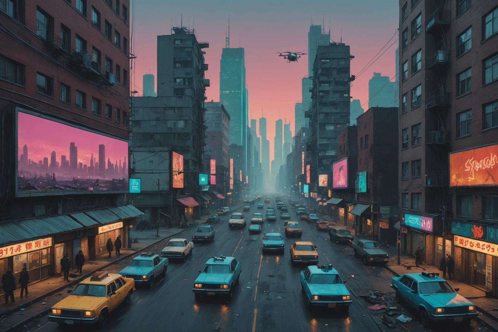 Dystopian Megacity: A Digital Painting in Cyberpunk Style