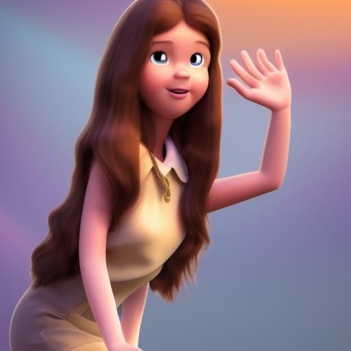 Pixar-Style Girl with Emerald Eyes