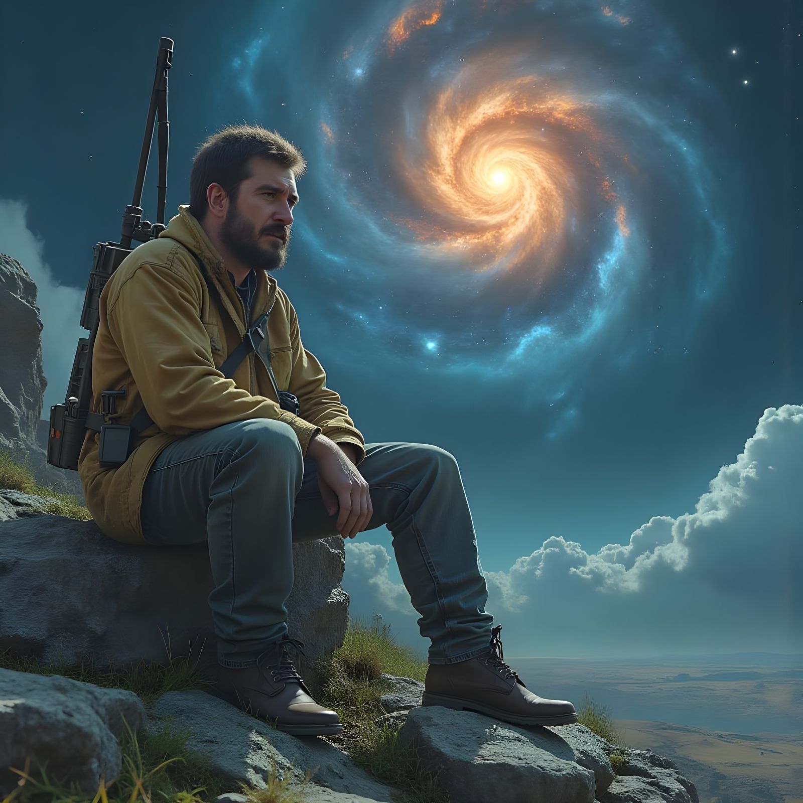 Space-Age Prospector in a Nebula Sky