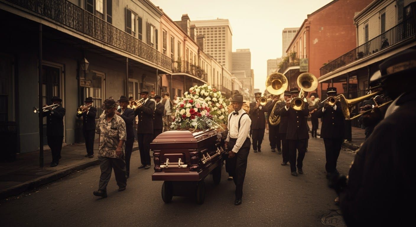 New Orleans Jazz Funeral in Golden Sunlight