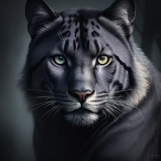 Majestic Panther Portrait in Dark Forest