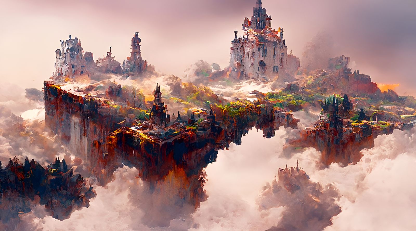 Post-Apocalyptic Castle Landscape in Hyperrealism