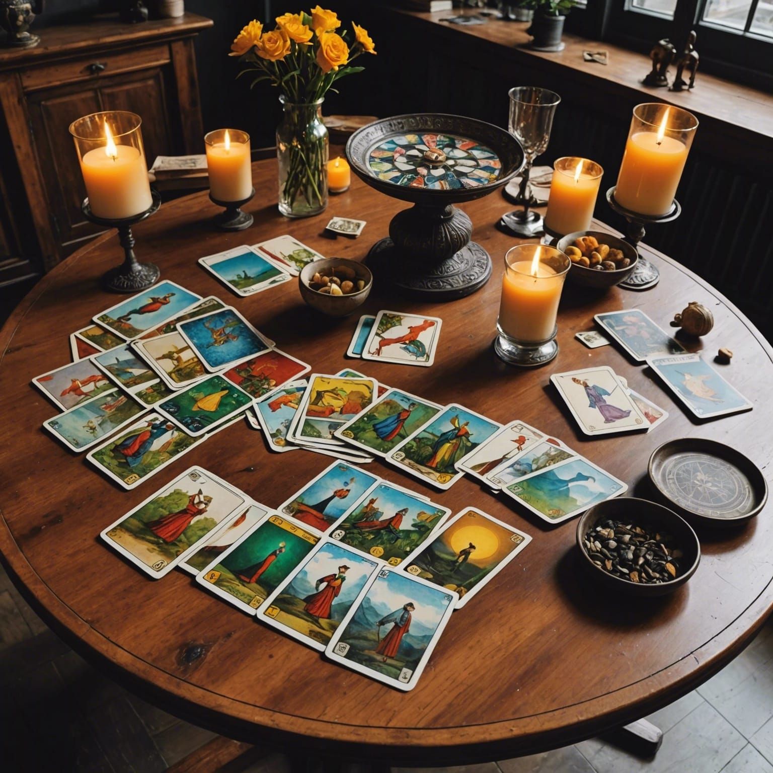 Fortune Teller with Tarot Cards in Fantasy Style