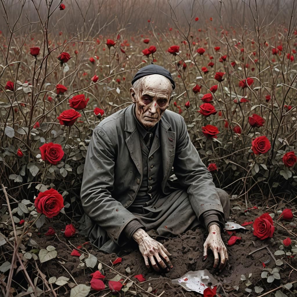 Surreal Rose Splashing Mud: Gouache Impressionist Masterpiec...