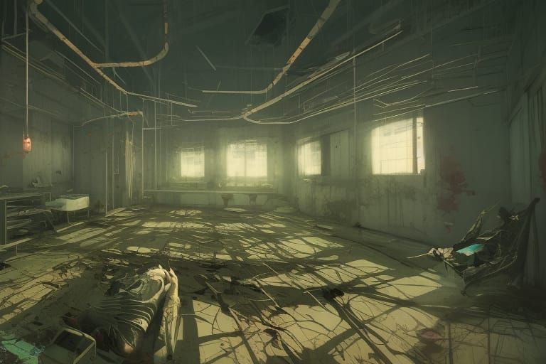 Eerie Vacant Morgue: A Horror Photoillustration
