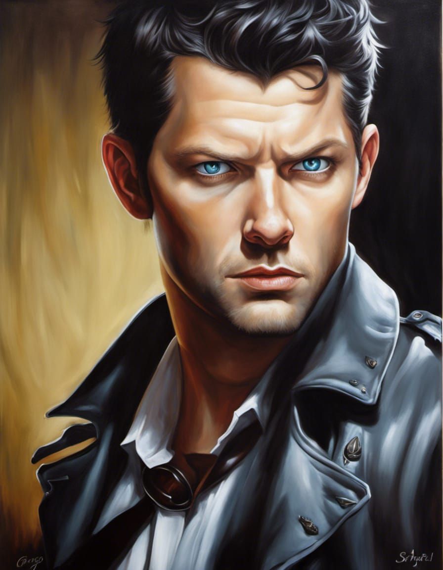 Castiel Acrylic Painting in Gothic Emo Style