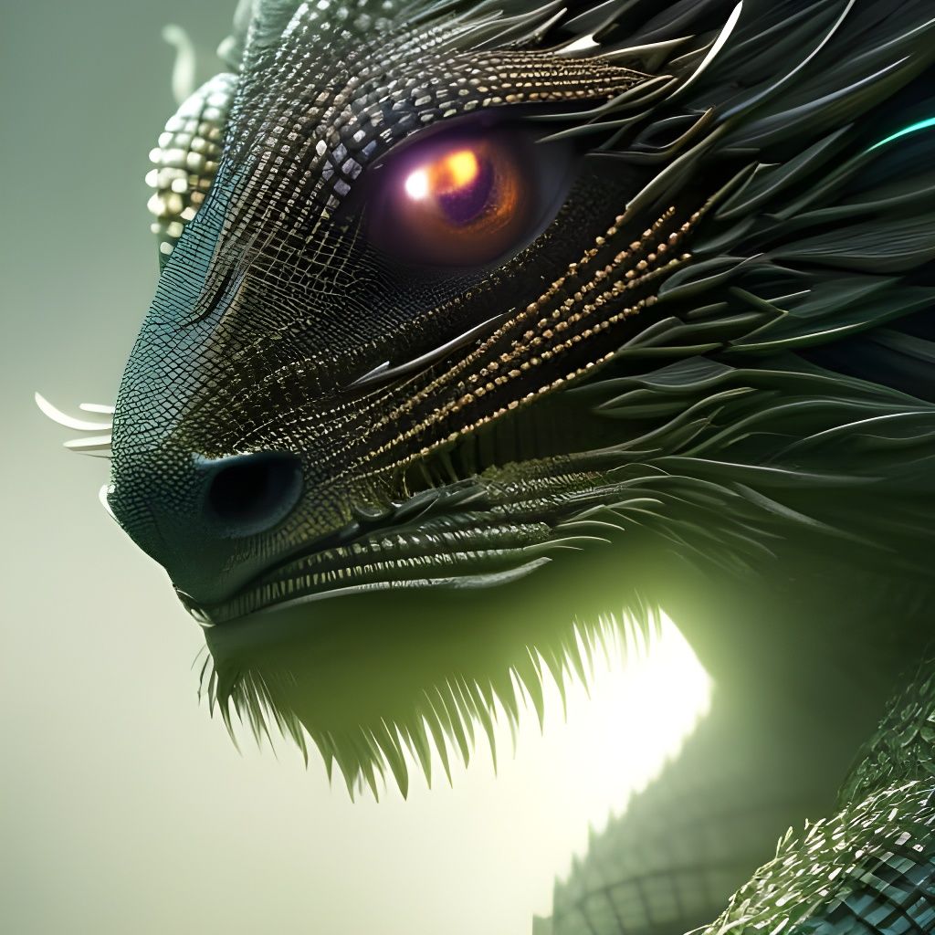 Lizard-Green Skeleton Warlock Portrait in Filigree Style