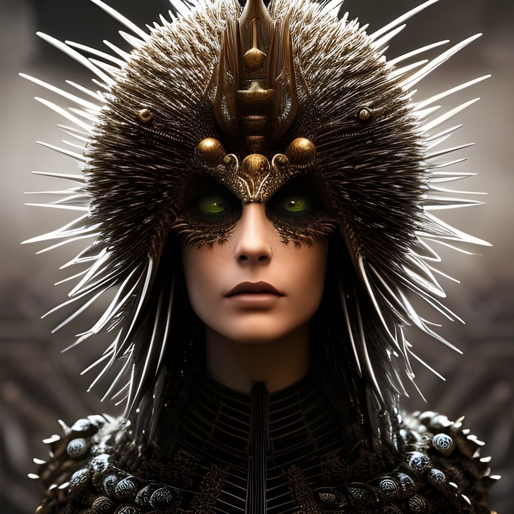 Lizard-Green Skeleton Warlock Portrait in Filigree Armor