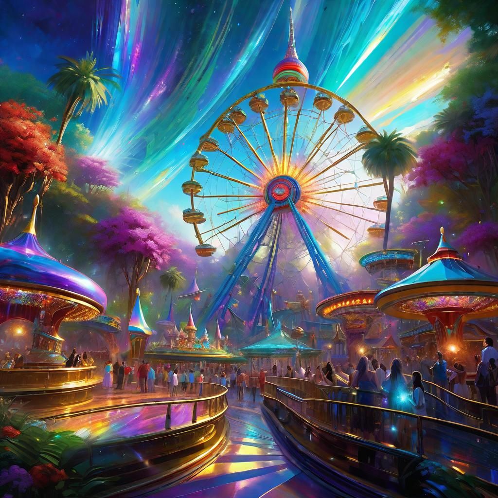 Cosmic Amusement Park Fantasy in Dark Art Style