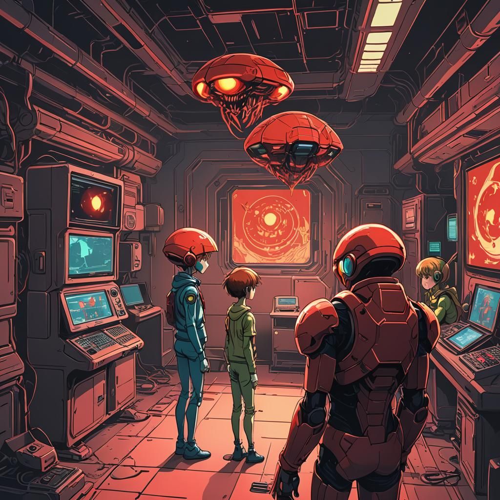 Metroid-Style Aliens Observe Human Children
