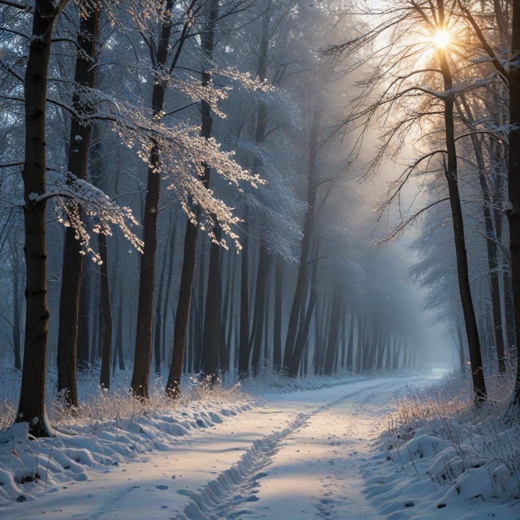 Surrealistic Winter Landscape with Melted Walls and Flickeri...