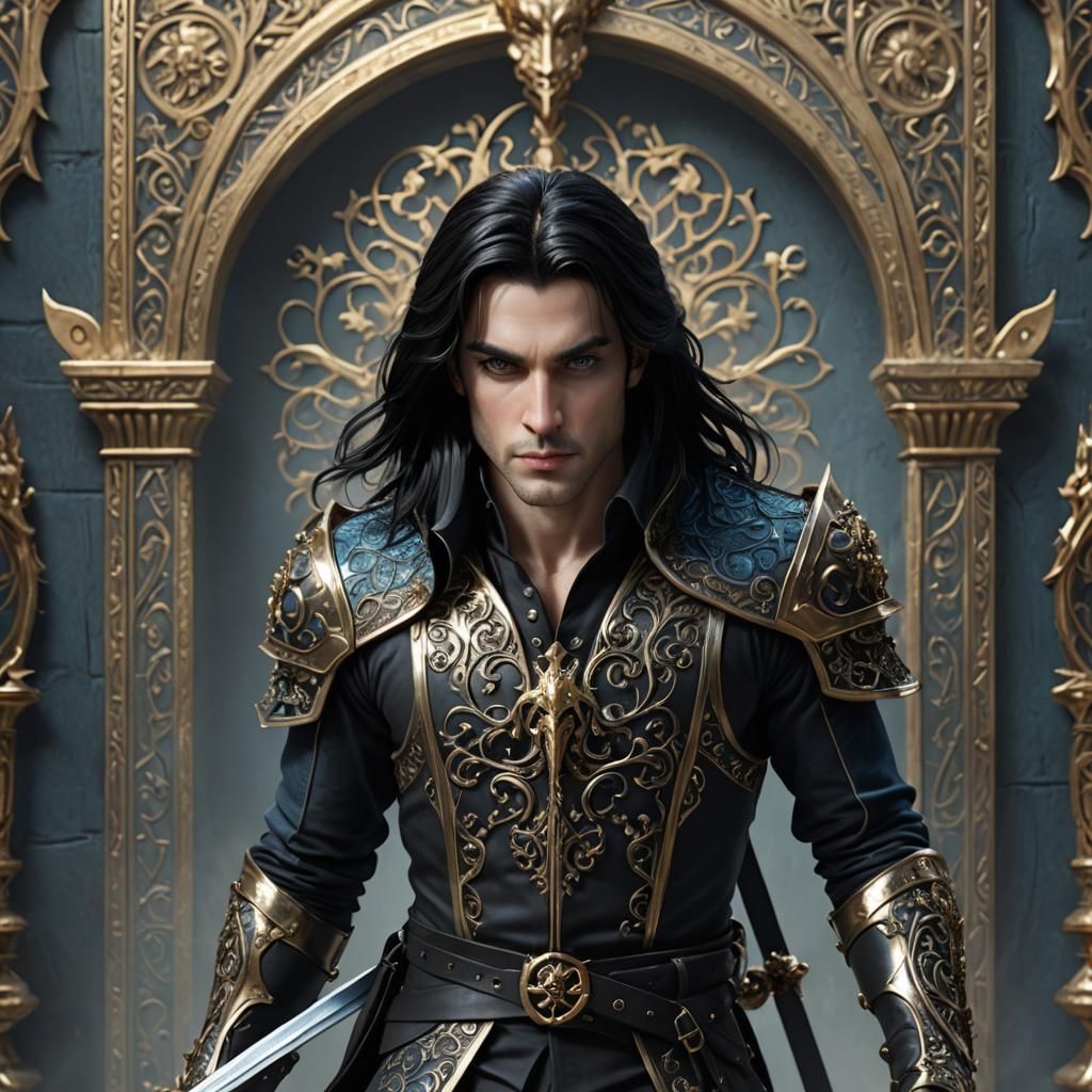 Ethereal Prince with Daggers in Dark Fantasy Style