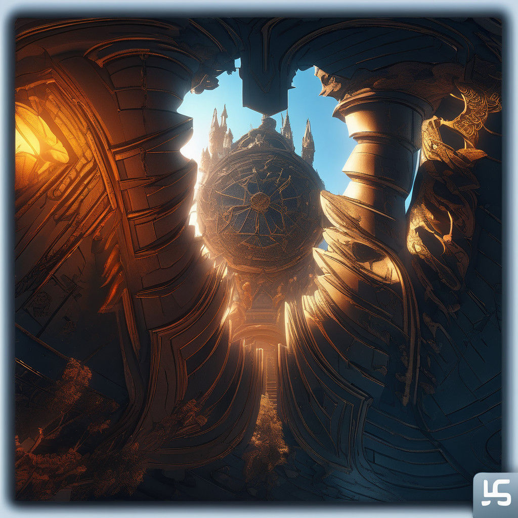 Ethereal Figure Basks in Warm Golden Light within a Mystical...