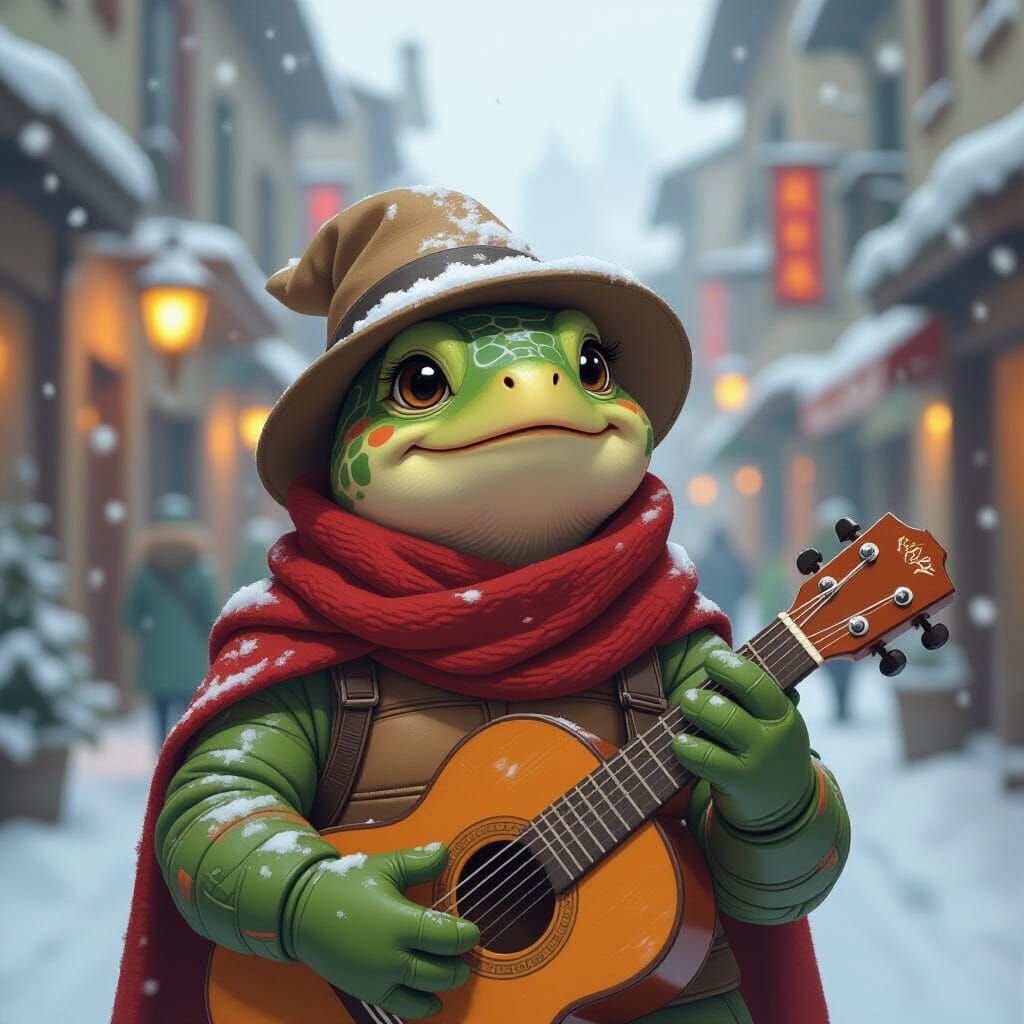 Singing Turtle Busking in Vulcano City