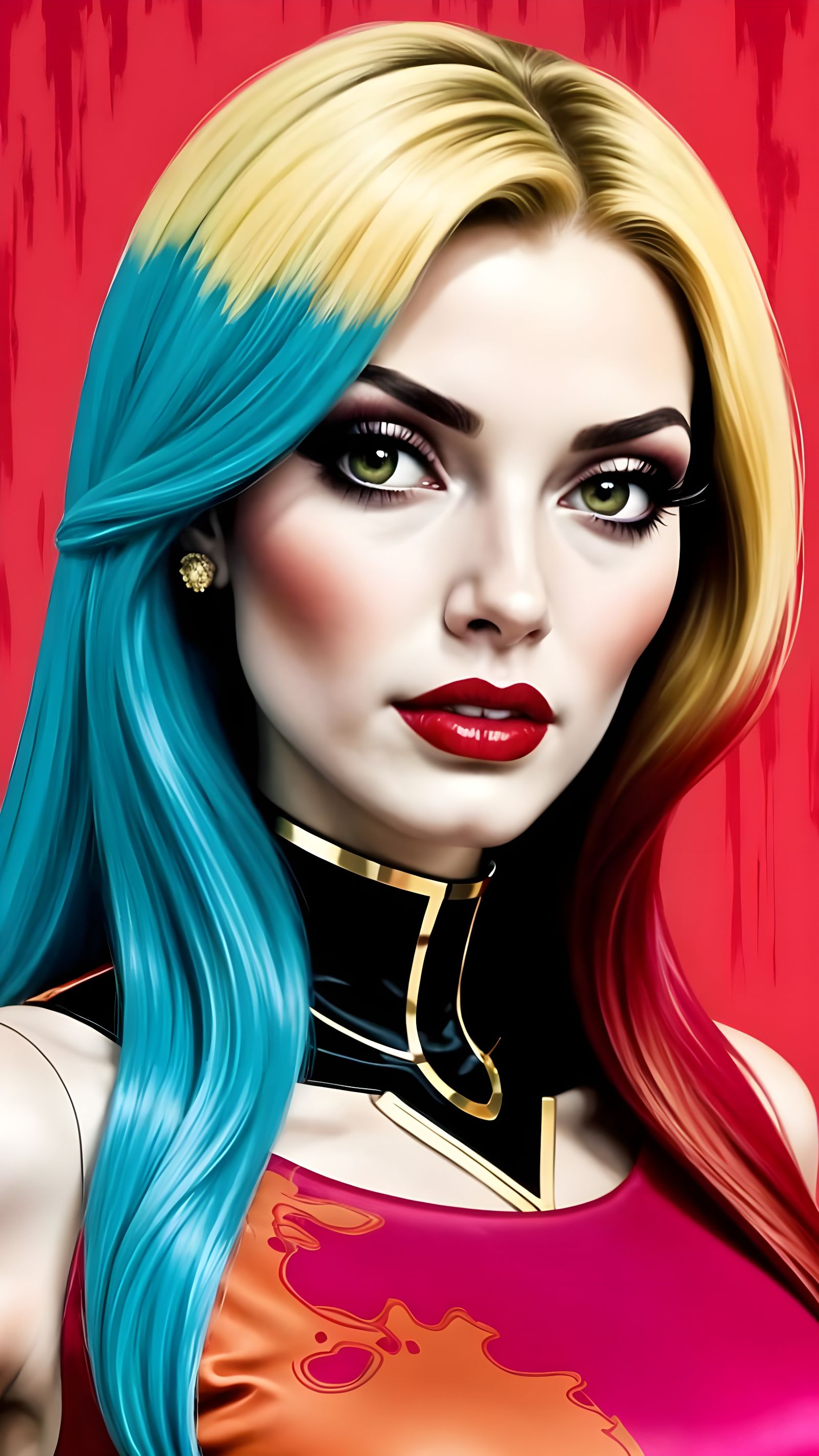 Abstract Brutalist Showgirl Portrait, Oil on Canvas