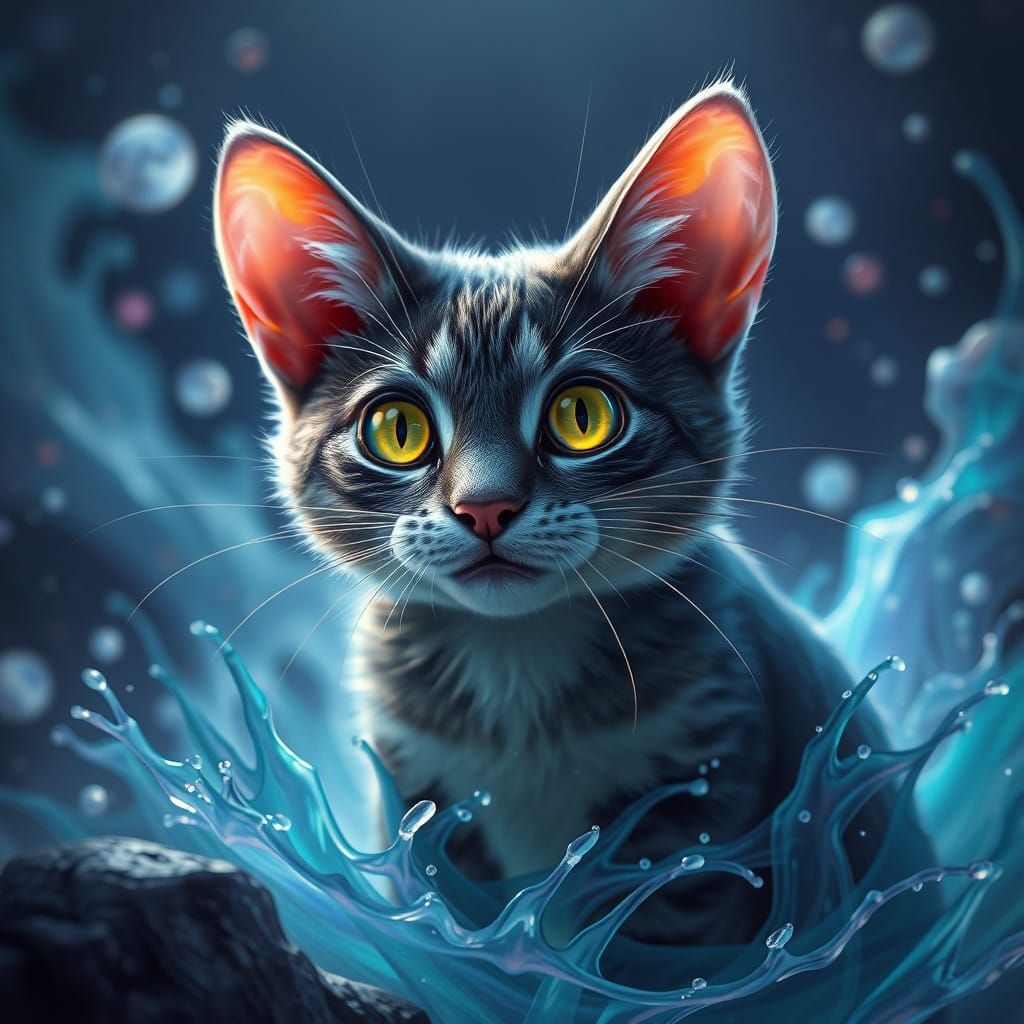 Whimsical Feline Fantasy in Vibrant Color
