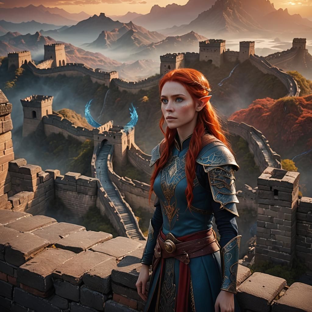 Elf Girl on Great Wall: Digital Matte Painting