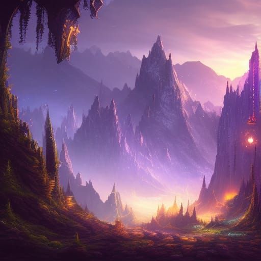 Fantastical Everfrost Landscape in Detailed Matte Painting