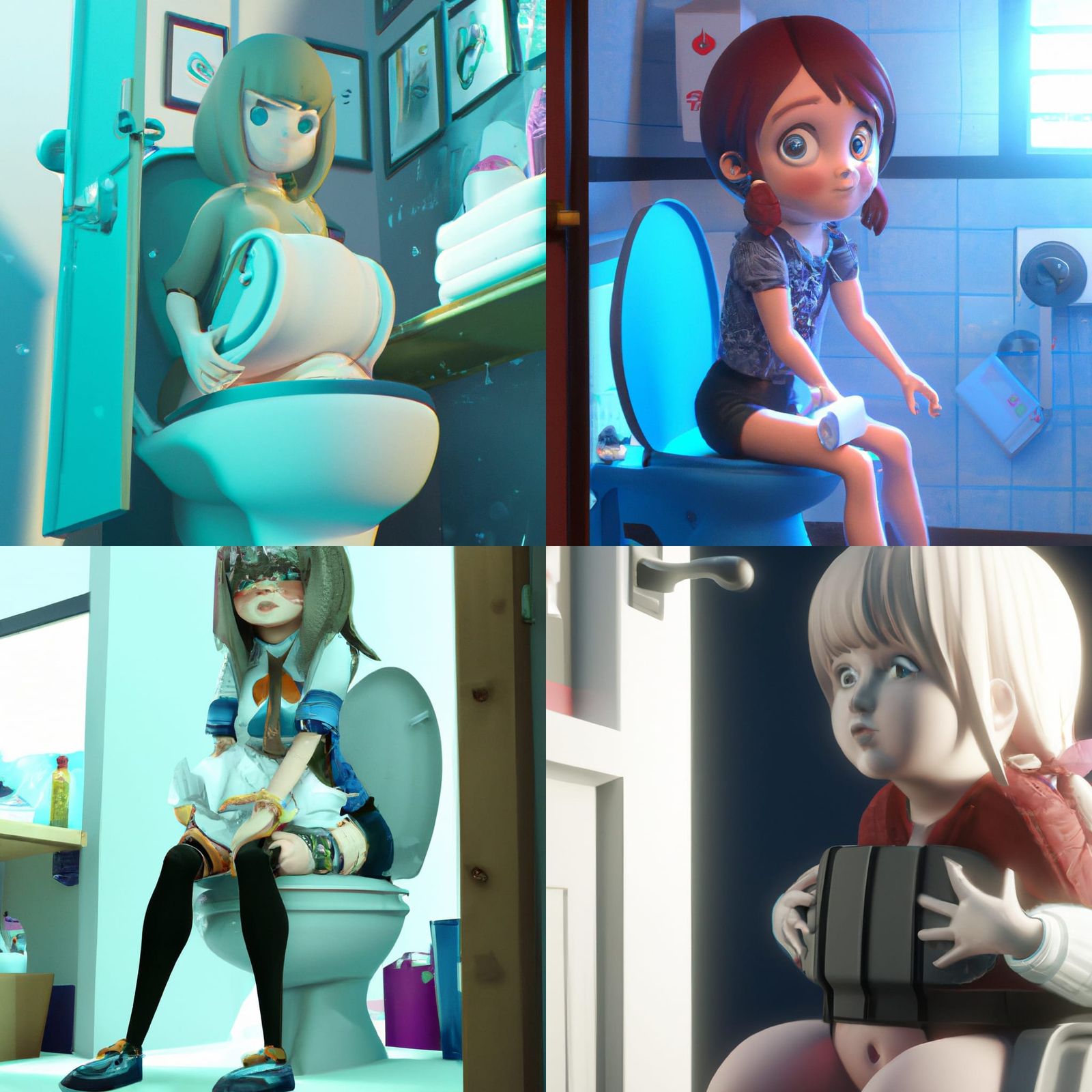 Anime Girl Giving Birth in 3D Style