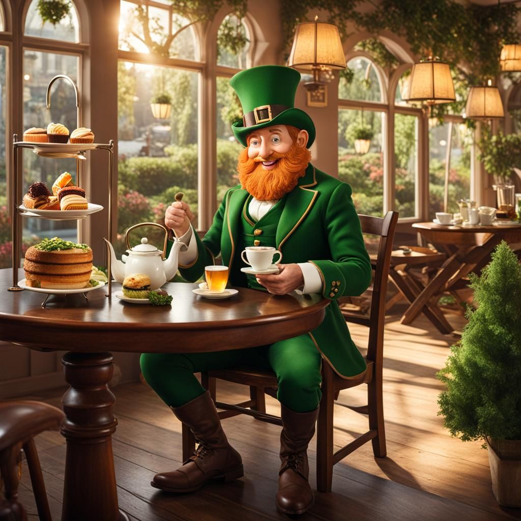 Cute Leprechaun Afternoon Tea in Cosy Cafe