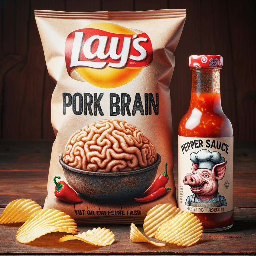Unusual Snack Food with Pork Brain Flavor and Spicy Pepper S...