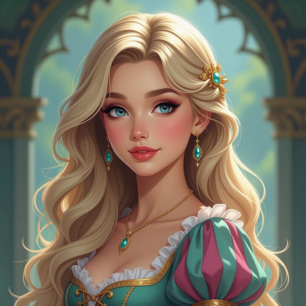 Blond Princess Portrait in Majestic Fantasy Style