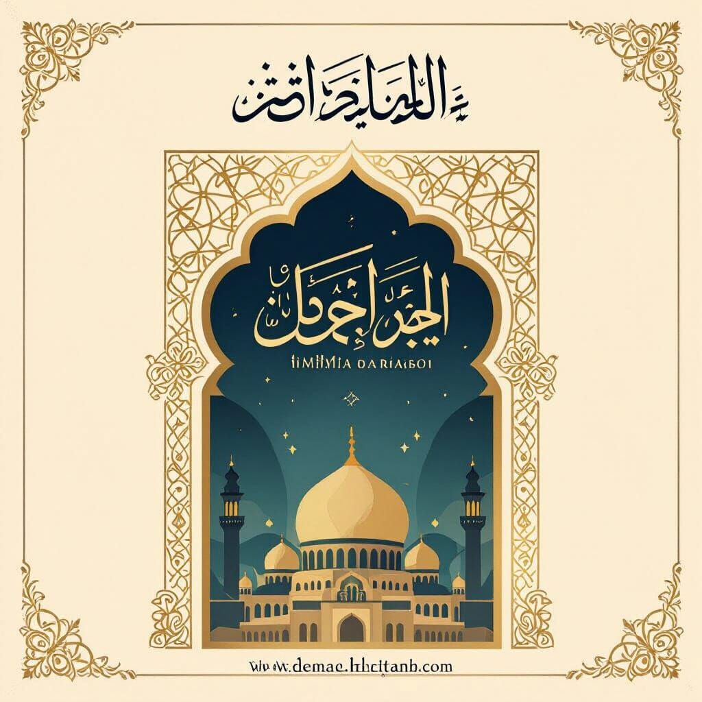 Elegant Arabic Academy Ad Poster with Gold Accents