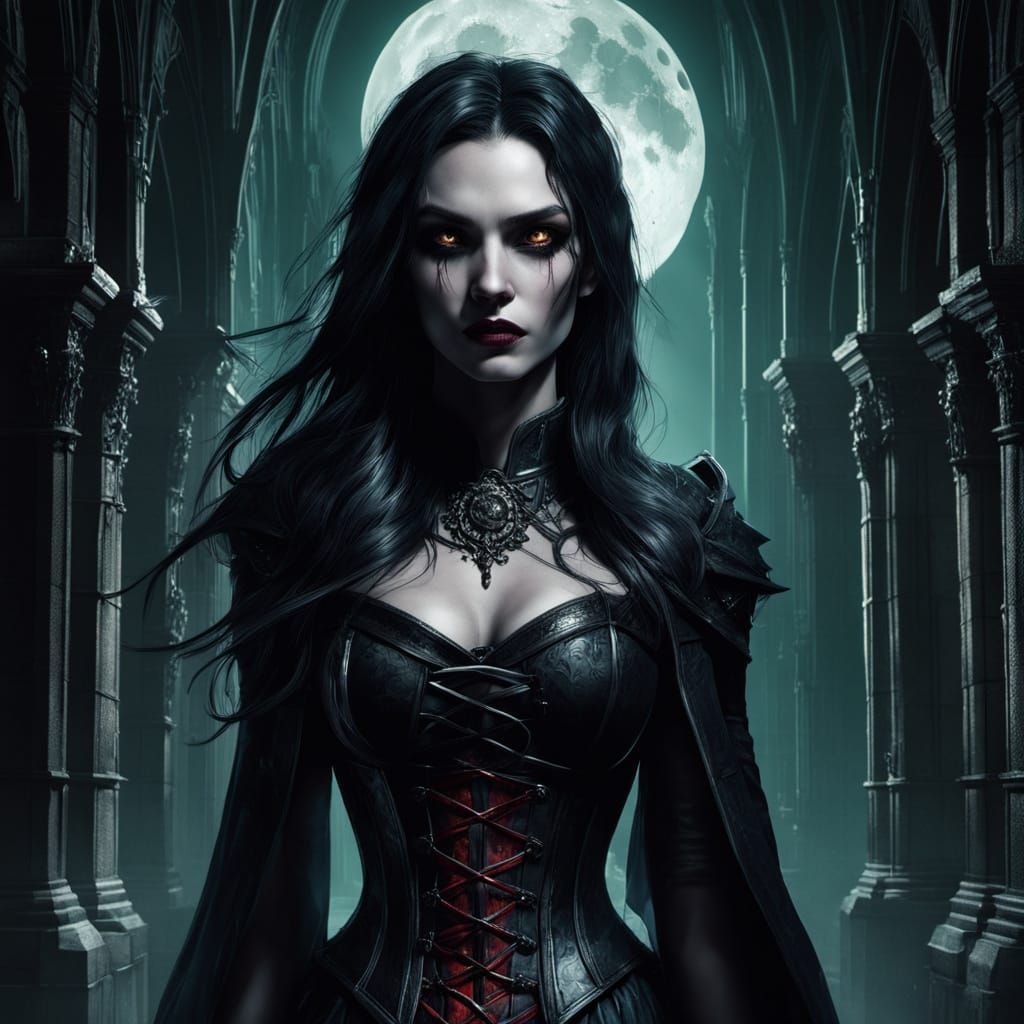 Orc-Vampire Hybrid in Gothic Cathedral, as DC Comic Art