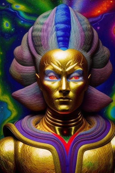 Hyperrealistic Frieza Portrait in Stained Glass Style