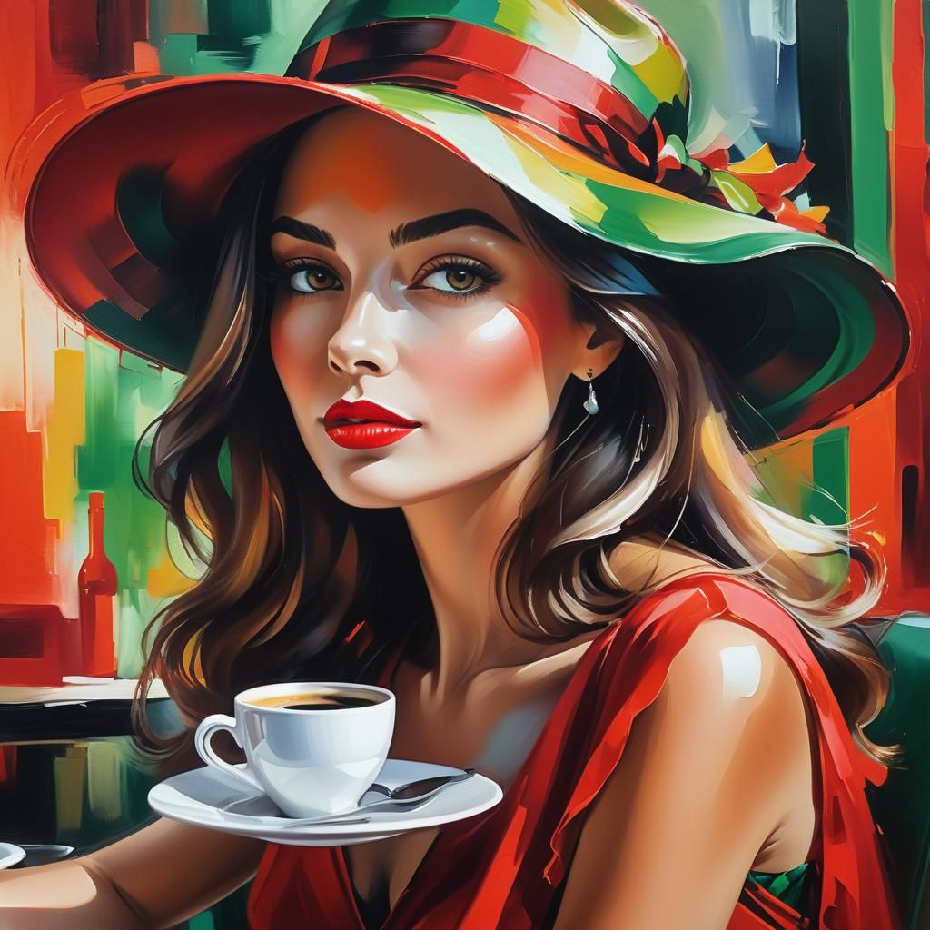 Girl in Red Dress: A Vibrant Oil Painting